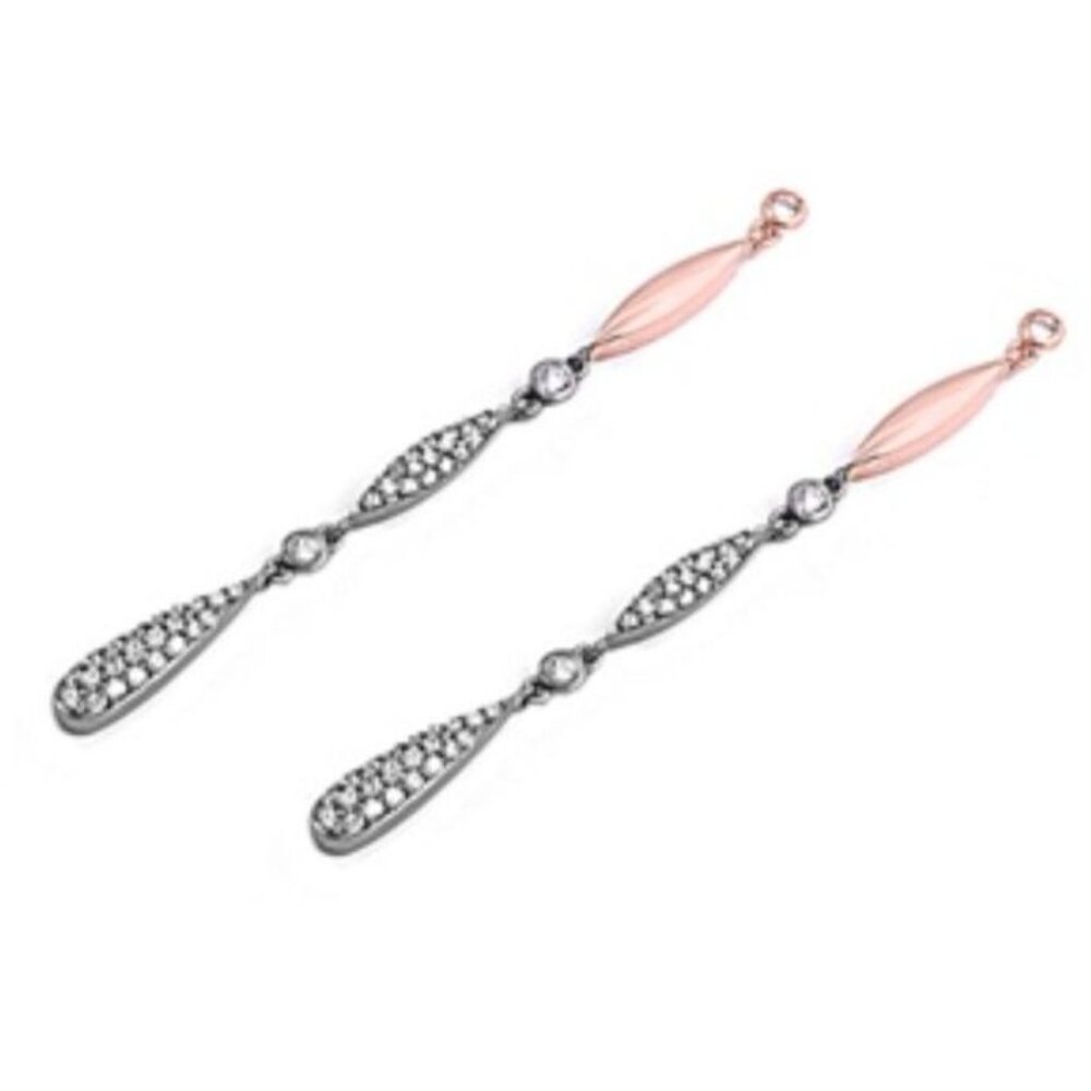 Sterling Silver CZ Two Tone Earrings